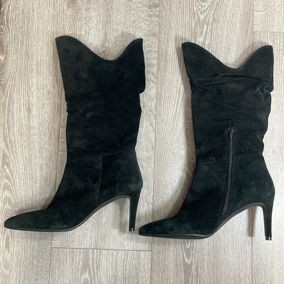 Renatta Made In Spain Heeled Black Suede Leather Pointed Toe Boots 40 (US 9) - Picture 5 of 16